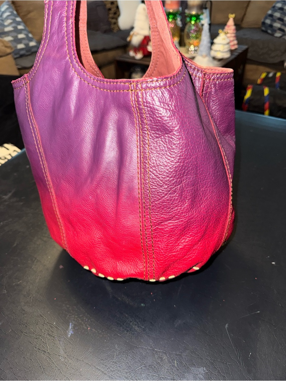 Lucky Brand Ombre Purple and Pink Leather Shoulder Bag